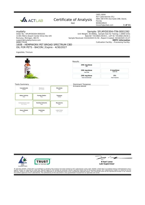 hempworx-altalanos-kisallat-cbd-certifikat HempWorx kisállat CBD tinktúra - általános